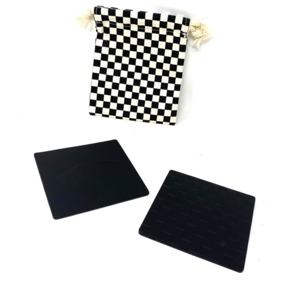 VANS Family Coasters Faux Leather Checkerboard White Black Set Bag VN0009M8NOA - Picture 2 of 7